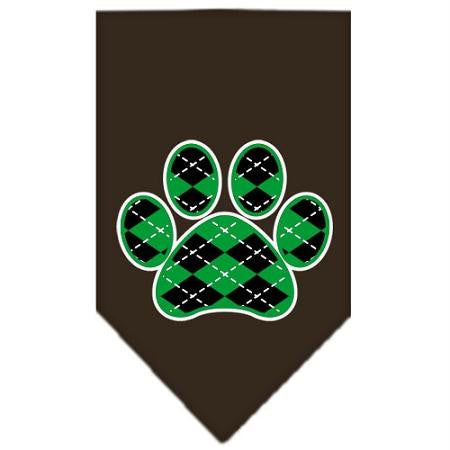 Argyle Paw Green Screen Print Bandana Cocoa Small