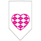 Argyle Paw Pink Screen Print Bandana White Large