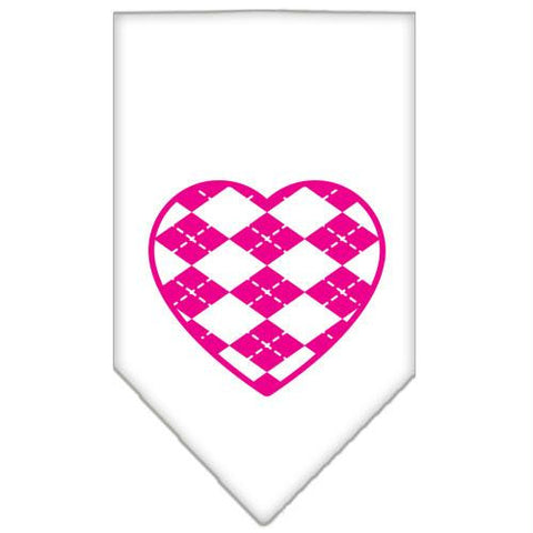 Argyle Paw Pink Screen Print Bandana White Large