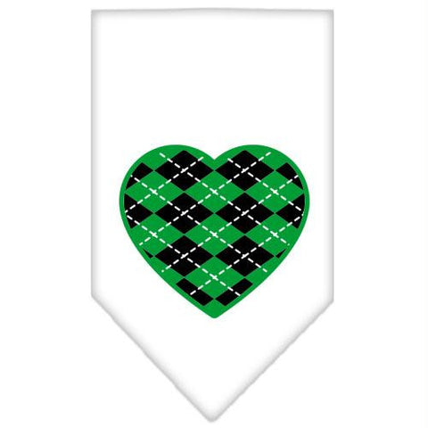 Argyle Heart Green Screen Print Bandana White Large