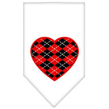 Argyle Heart Red Screen Print Bandana White Large