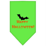 Happy Halloween Screen Print Bandana Lime Green Small