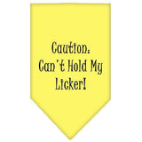 Can't Hold My Licker  Screen Print Bandana Yellow Large