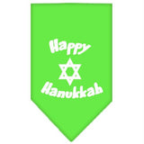 Happy Hanukkah Screen Print Bandana Lime Green Small