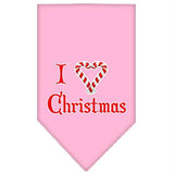 Heart Christmas Screen Print Bandana Light Pink Large