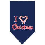 Heart Christmas Screen Print Bandana Navy Blue large