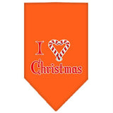 Heart Christmas Screen Print Bandana Orange Large