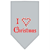 Heart Christmas Screen Print Bandana Grey Small