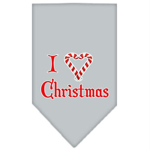 Heart Christmas Screen Print Bandana Grey Small