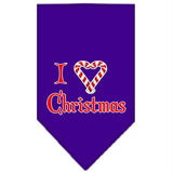 Heart Christmas Screen Print Bandana Purple Small