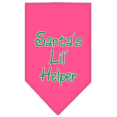 Santa Lil Helper Screen Print Bandana Bright Pink Small