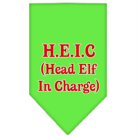 Head elf In Charge Screen Print Bandana Lime Green Large