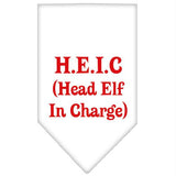 Head Elf In Charge Screen Print Bandana White Small