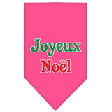 Joyeux Noel Screen Print Bandana Bright Pink Large