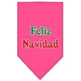 Feliz Navidad Screen Print Bandana Bright Pink Large