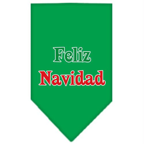 Feliz Navidad Screen Print Bandana Emerald Green Large