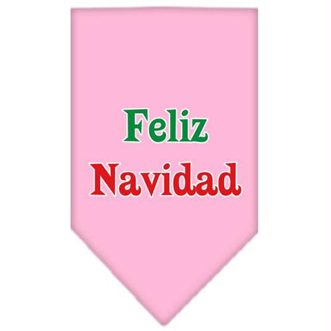 Feliz Navidad Screen Print Bandana Light Pink Large