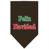 Feliz Navidad Screen Print Bandana Cocoa Small