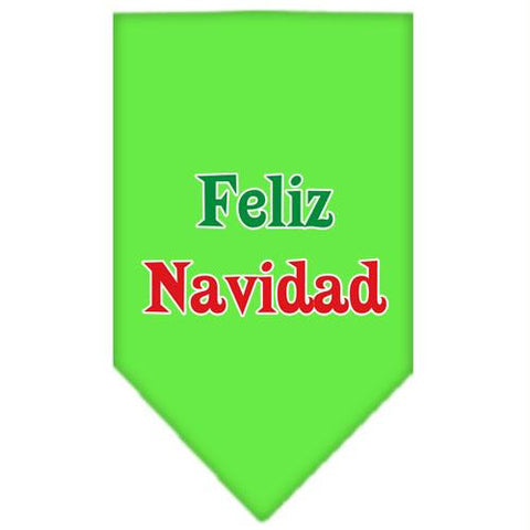 Feliz Navidad Screen Print Bandana Lime Green Small