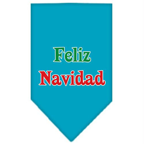 Feliz Navidad Screen Print Bandana Turquoise Small