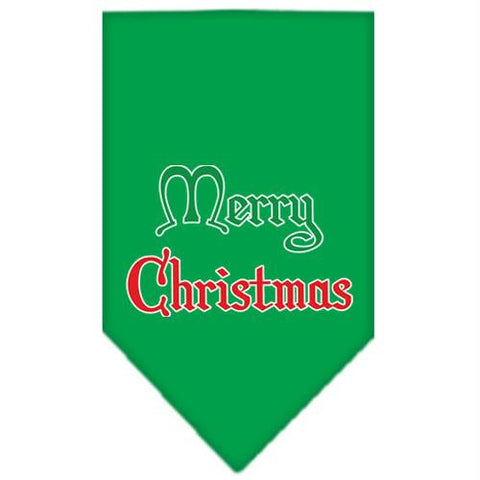 Merry Christmas Screen Print Bandana Emerald Green Large