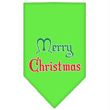 Merry Christmas Screen Print Bandana Lime Green Large