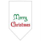 Merry Christmas Screen Print Bandana White Large