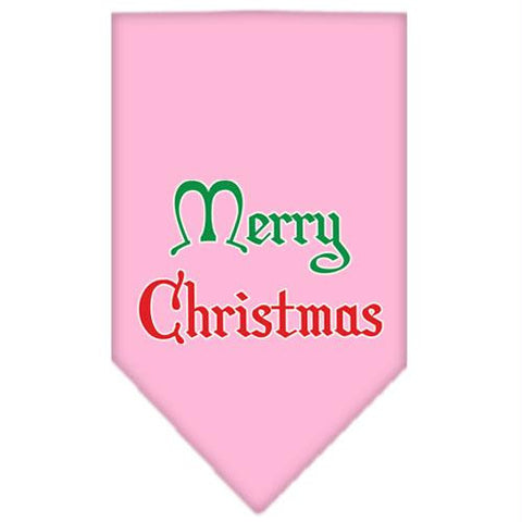 Merry Christmas Screen Print Bandana Light Pink Small