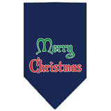 Merry Christmas Screen Print Bandana Navy Blue Small