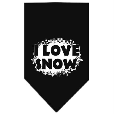 I Love Snow Screen Print Bandana Black Large
