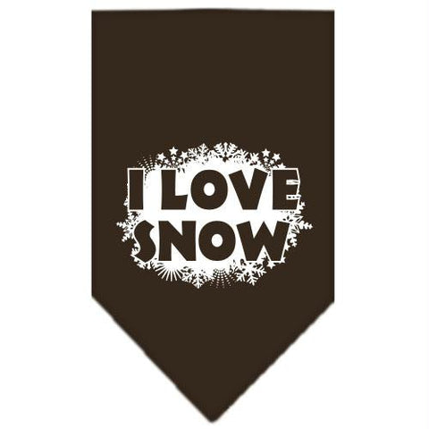 I Love Snow Screen Print Bandana Cocoa Large