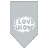 I Love Snow Screen Print Bandana Grey Large