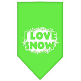 I Love Snow Screen Print Bandana Lime Green Large