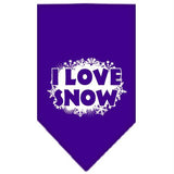 I Love Snow Screen Print Bandana Purple Large