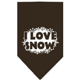 I Love Snow Screen Print Bandana Cocoa Small