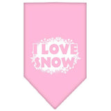 I Love Snow Screen Print Bandana Light Pink Small