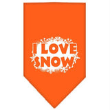I Love Snow Screen Print Bandana Orange Small