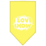 I Love Snow Screen Print Bandana Yellow Small