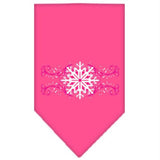 Pink Snowflake Swirls Screen Print Bandana Bright Pink Large