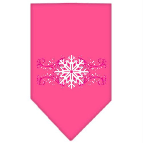 Pink Snowflake Swirls Screen Print Bandana Bright Pink Small