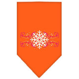 Pink Snowflake Swirls Screen Print Bandana Orange Small