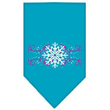 Pink Snowflake Swirls Screen Print Bandana Turquoise Small