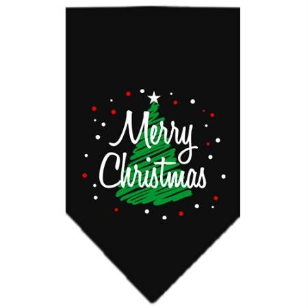 Scribble Merry Christmas Screen Print Bandana Black Large