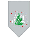 Scribble Merry Christmas Screen Print Bandana Grey Large