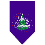 Scribble Merry Christmas Screen Print Bandana Purple Large