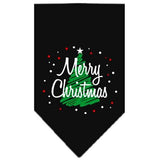 Scribble Merry Christmas Screen Print Bandana Black Small