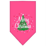 Scribble Merry Christmas Screen Print Bandana Bright Pink Small