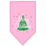 Scribble Merry Christmas Screen Print Bandana Light Pink Small