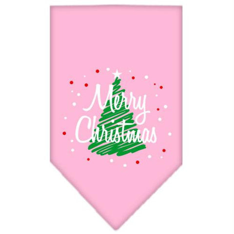 Scribble Merry Christmas Screen Print Bandana Light Pink Small