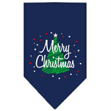 Scribble Merry Christmas Screen Print Bandana Navy Blue Small